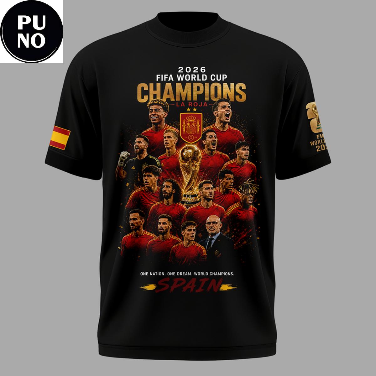 Spain National Soccer FIFA World Cup 2026 Champions La Roja T-Shirt