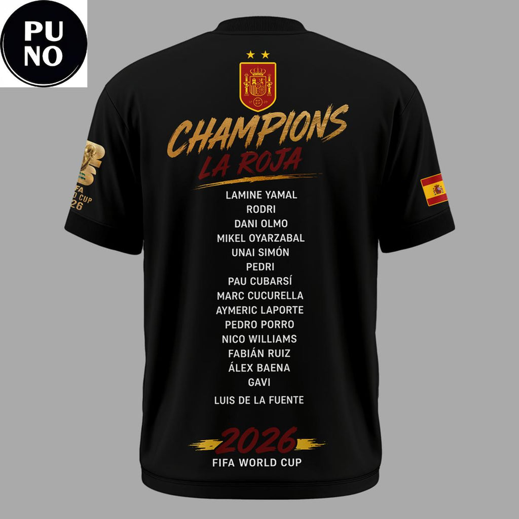 Spain National Soccer FIFA World Cup 2026 Champions La Roja T-Shirt