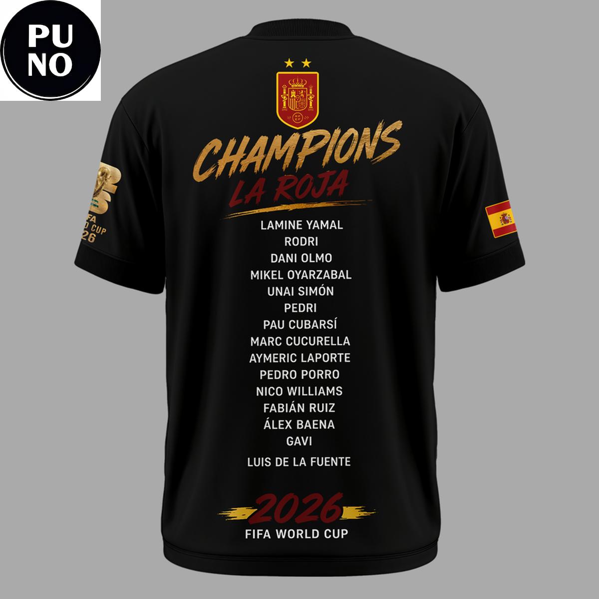 Spain National Soccer FIFA World Cup 2026 Champions La Roja T-Shirt
