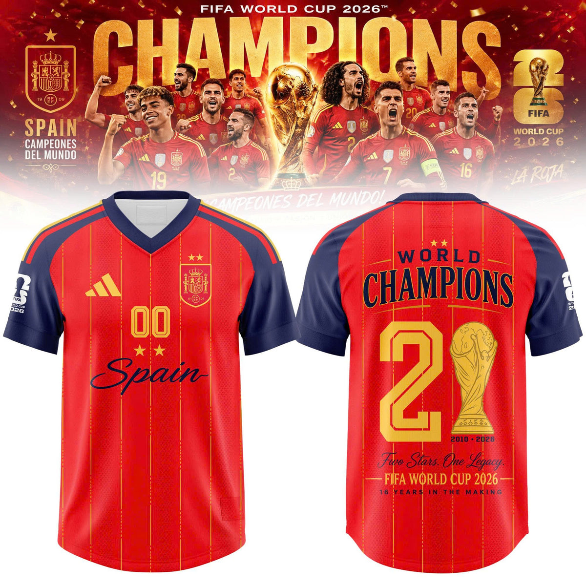 Spain World Champions 2026 Soccer Jersey