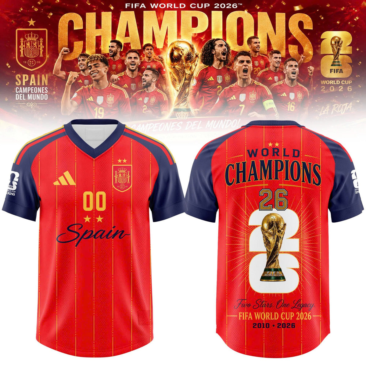 Spain World Champions 2026 Soccer Jersey