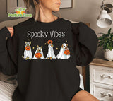 Spooky Vibes Halloween Ghost Dog Shirt Spooky Season Dog Lover Gift