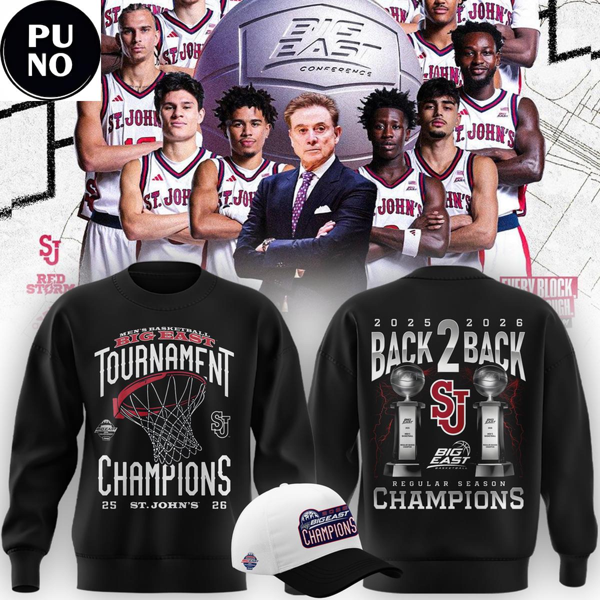 St. John’s University Men’s Basketball Big East Tournament Champions 2026 Back 2 Back Hoodie Shirt