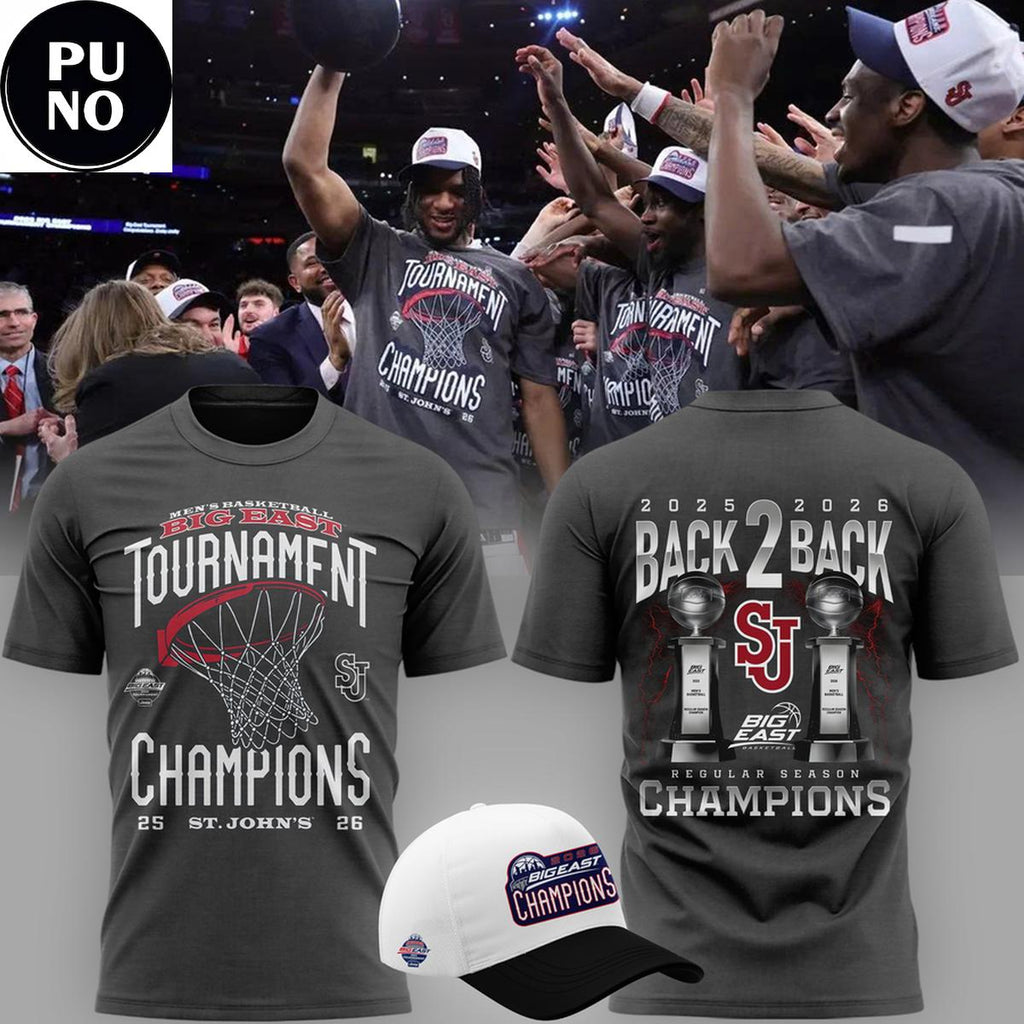St. John’s University Men’s Basketball Big East Tournament Champions 2026 Back 2 Back Hoodie Shirt