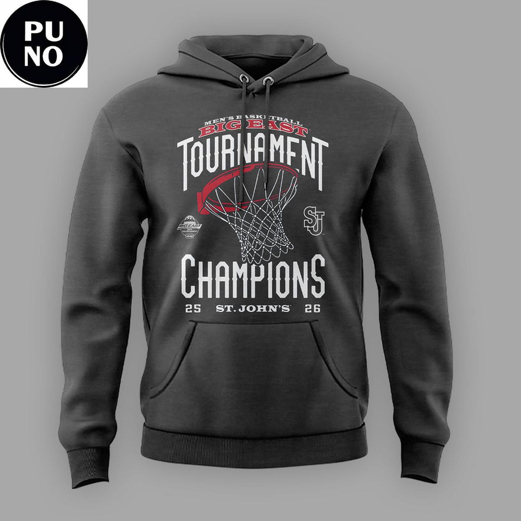 St. John’s University Men’s Basketball Big East Tournament Champions 2026 Back 2 Back Hoodie Shirt