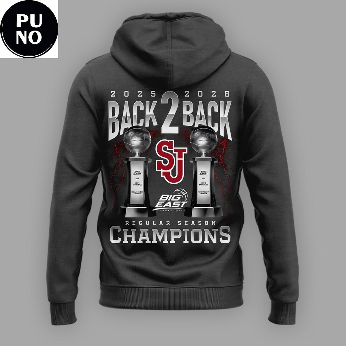 St. John’s University Men’s Basketball Big East Tournament Champions 2026 Back 2 Back Hoodie Shirt