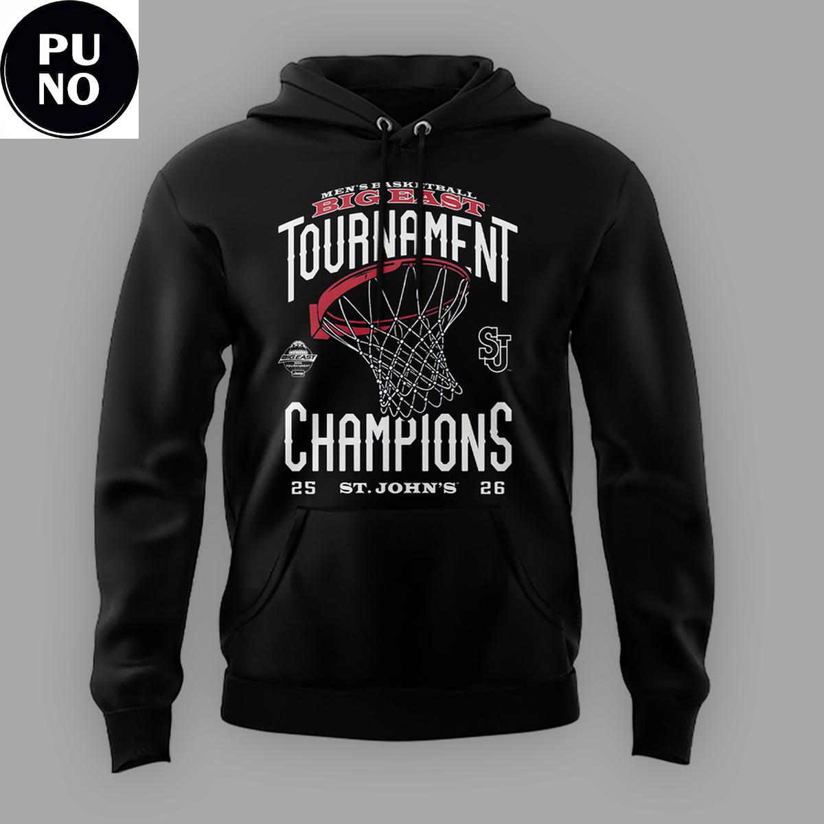 St. John’s University Men’s Basketball Big East Tournament Champions 2026 Back 2 Back Hoodie Shirt