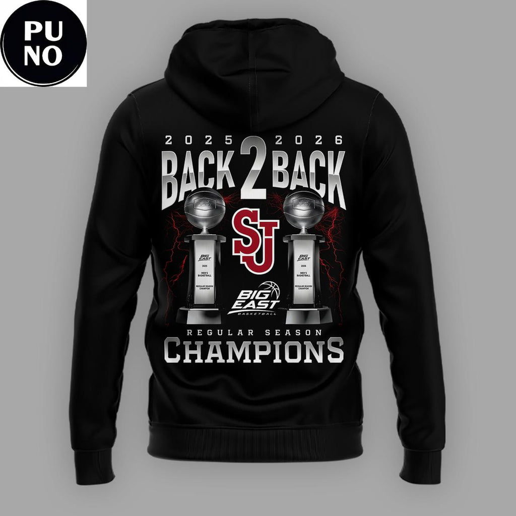 St. John’s University Men’s Basketball Big East Tournament Champions 2026 Back 2 Back Hoodie Shirt