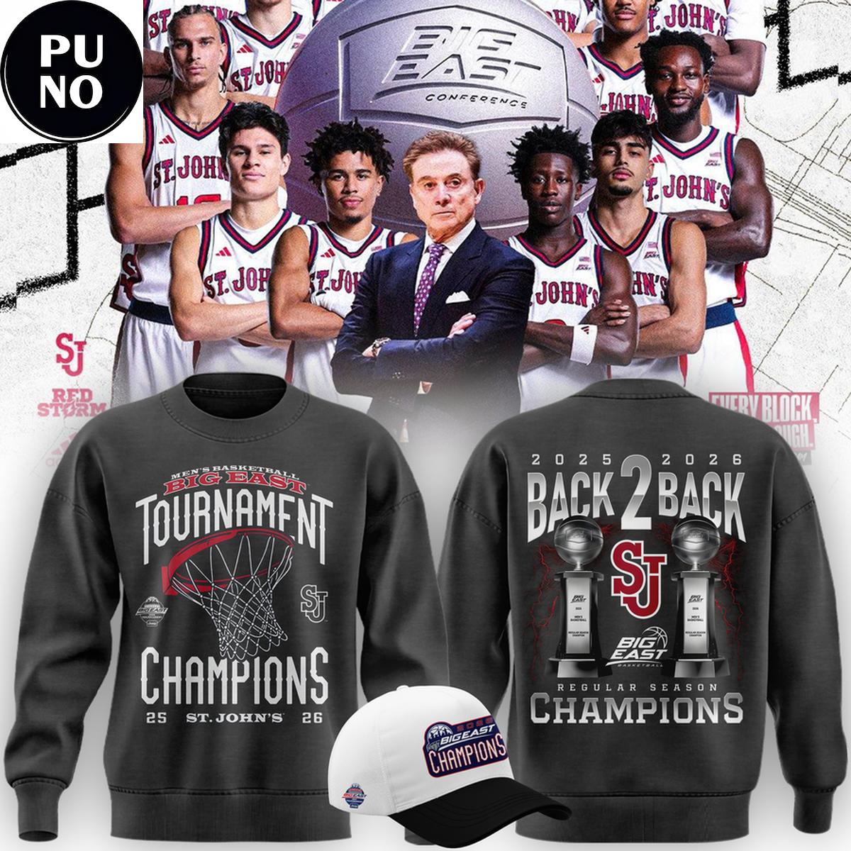 St. John’s University Men’s Basketball Big East Tournament Champions 2026 Back 2 Back Hoodie Shirt