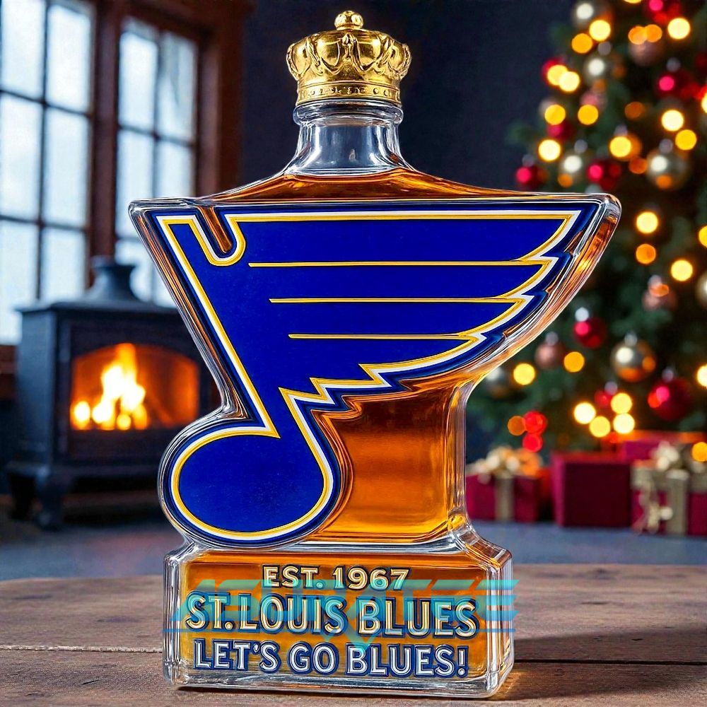 St. Louis Blues Let’s Go Blues Whiskey Bottle