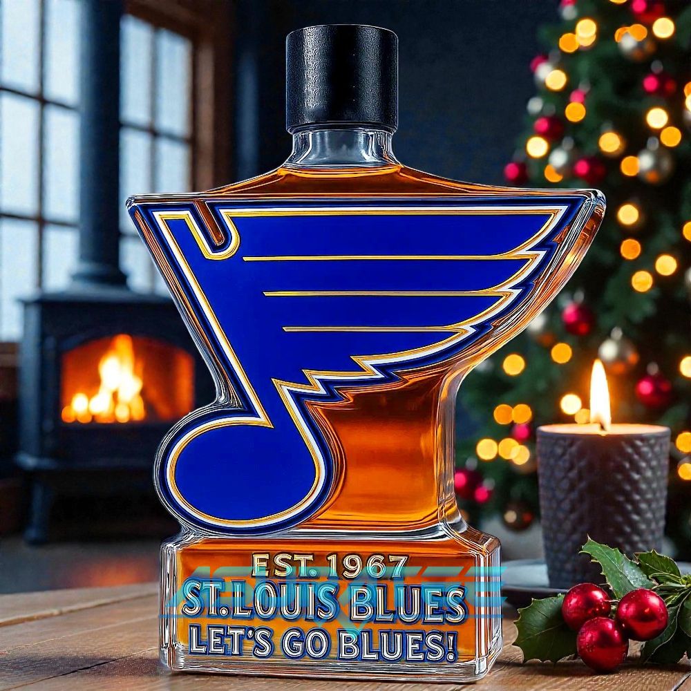 St. Louis Blues Let’s Go Blues Whiskey Bottle