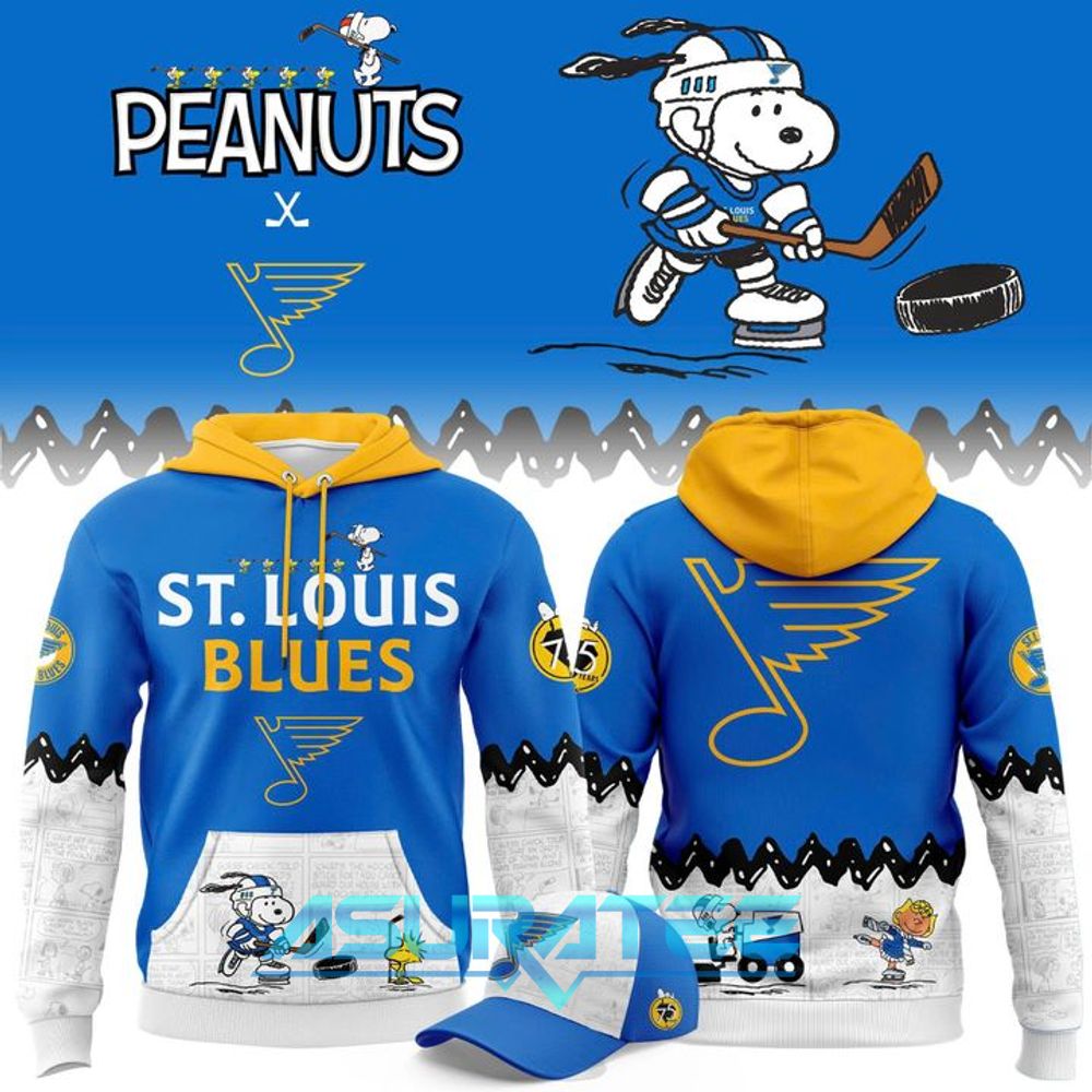 St. Louis Blues ”Peanuts Night ” 2026 Snoopy Special Hoodie, Cap