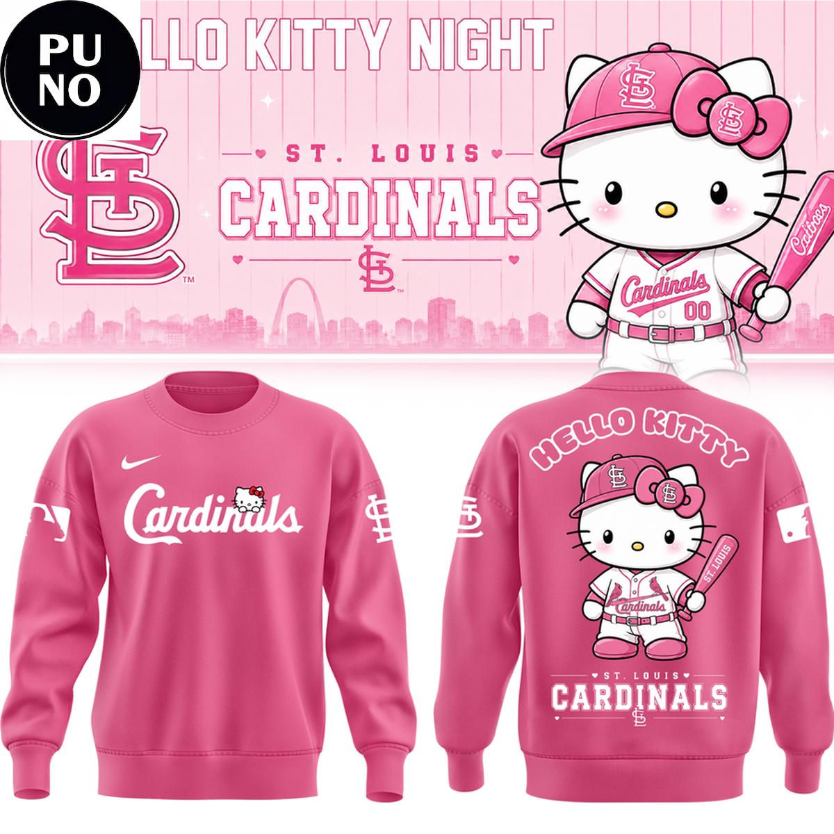 St. Louis Cardinals x Hello Kitty Night 2026 Pink Hoodie T-Shirt