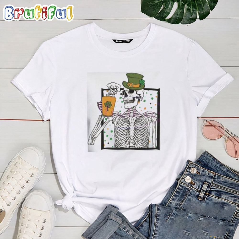 St Patricks Day Skeleton Shamrock T Shirt