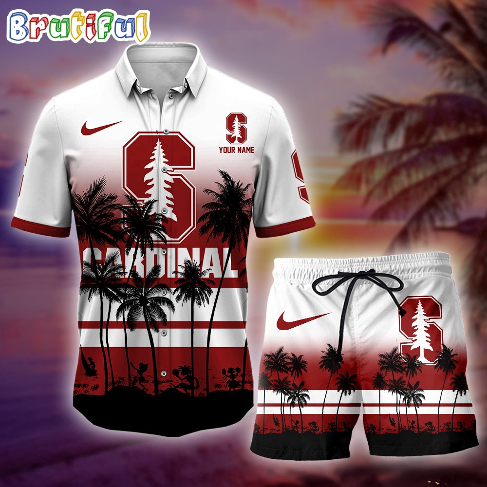 Stanford Cardinal Palm Tree Summer Hawaiian Shirt, NCAA Sport Summer Hawaiian Set, Summer Beach Short
