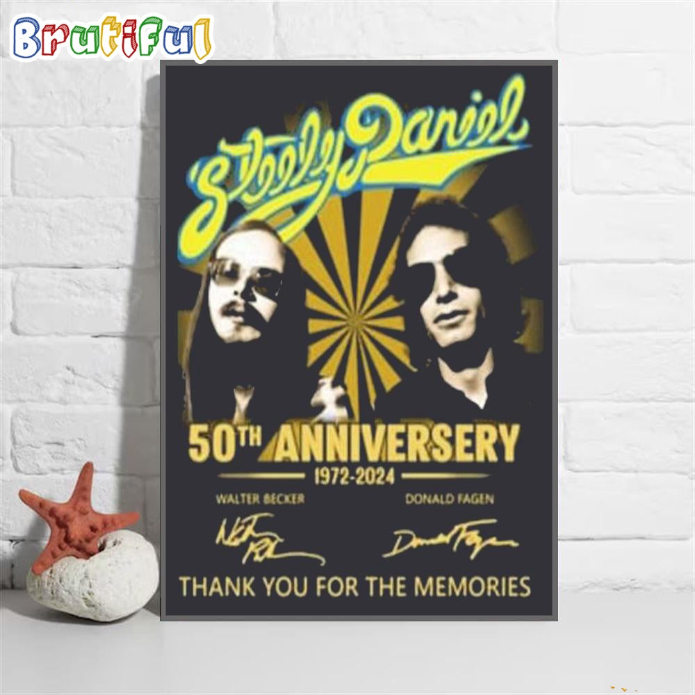 Steely Dan 50th Anniversary 1972-2024 Thank You For The Memories Wall Art Poster Canvas