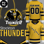Stockton Thunder 2026 New Logo Viking Gold Personalized Hockey Jersey