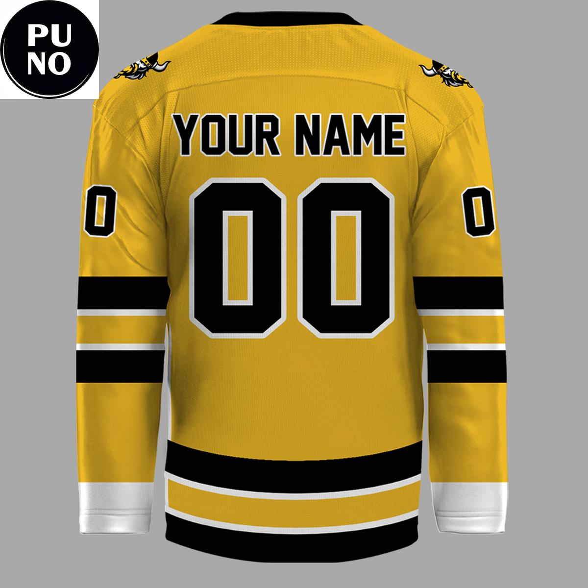 Stockton Thunder 2026 New Logo Viking Gold Personalized Hockey Jersey
