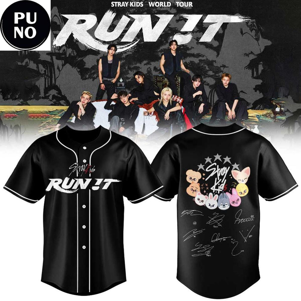 Stray Kids Run It World Tour 2026 Signature Skzoo Baseball Jersey