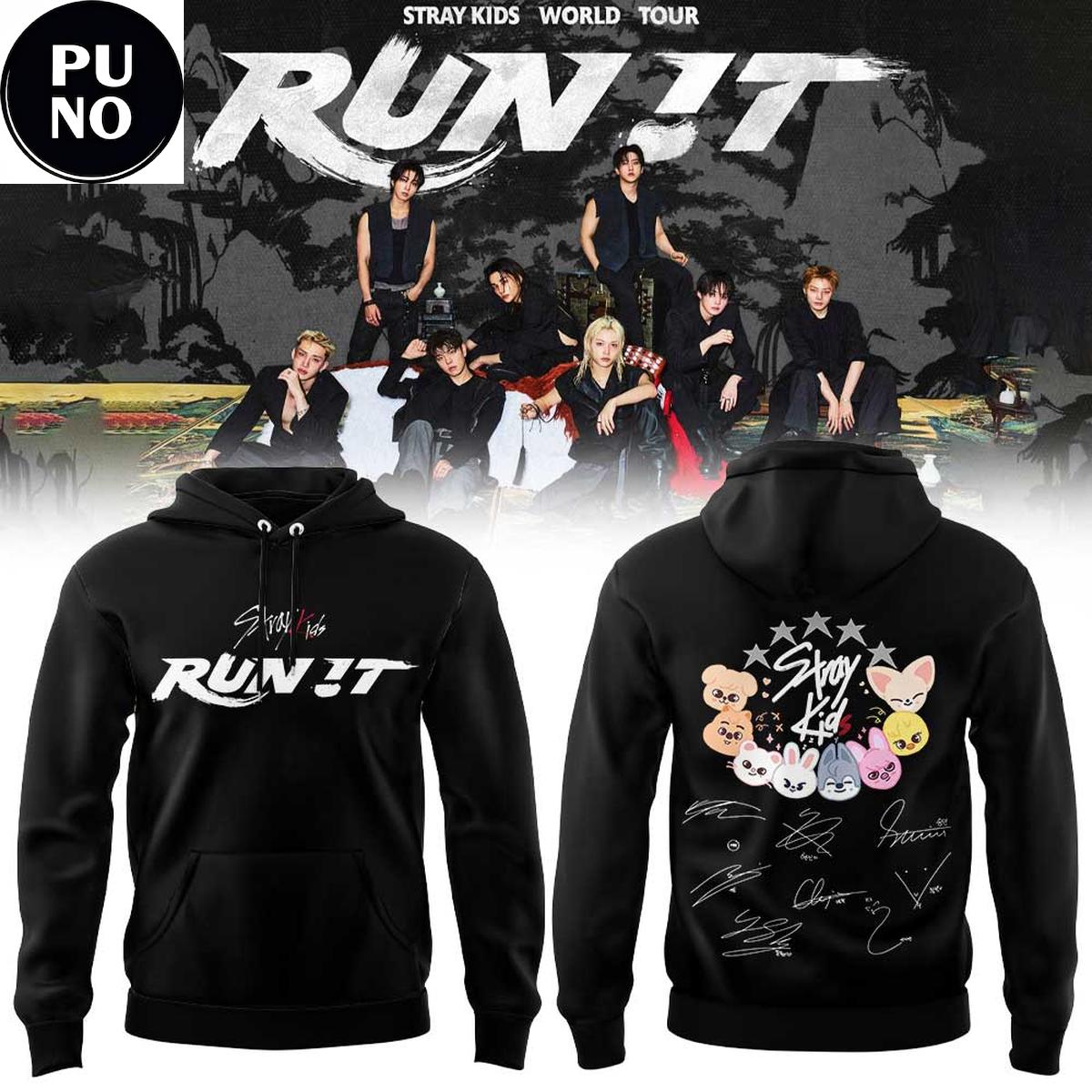 Stray Kids Run It World Tour 2026 Signature Skzoo Hoodie T-Shirt