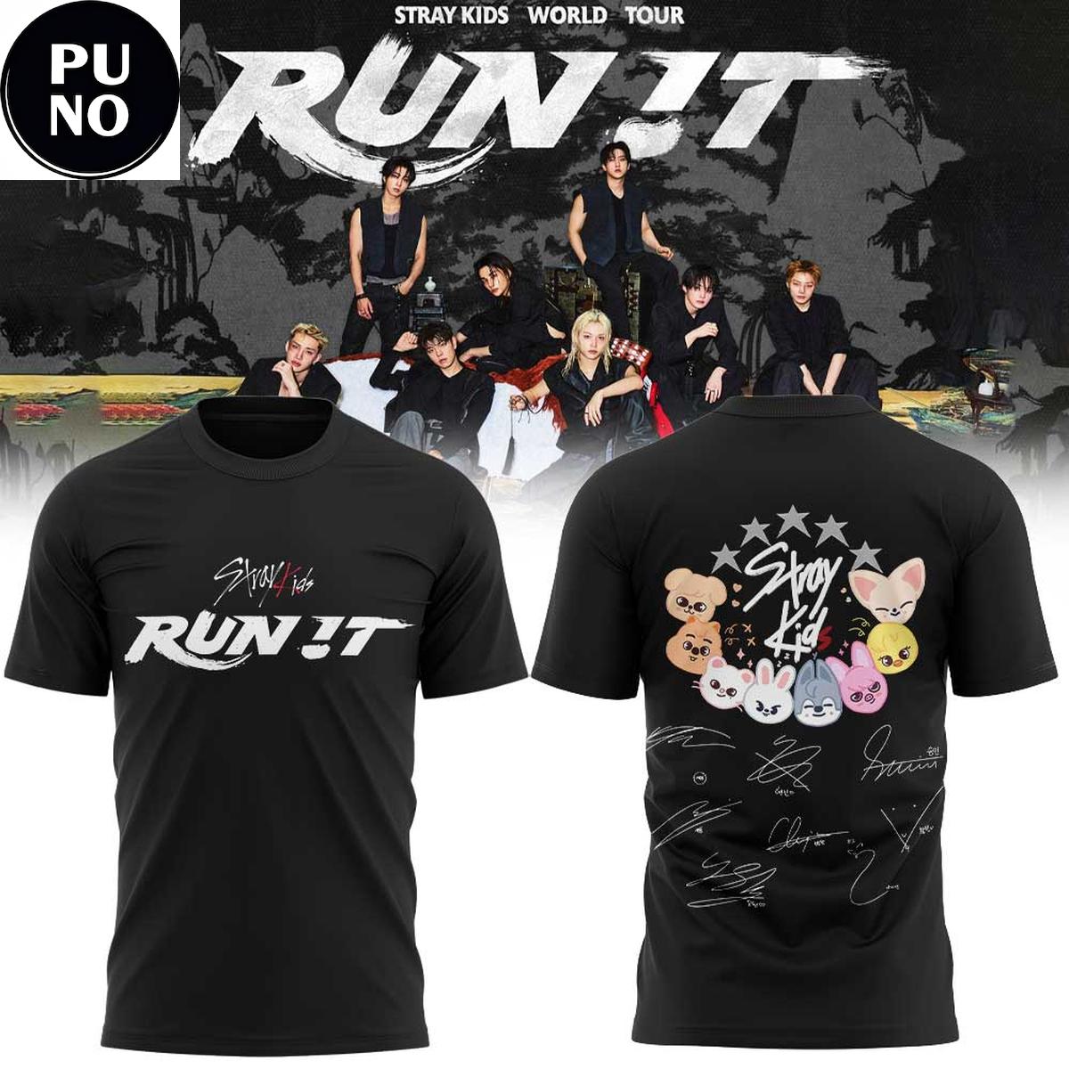 Stray Kids Run It World Tour 2026 Signature Skzoo Hoodie T-Shirt