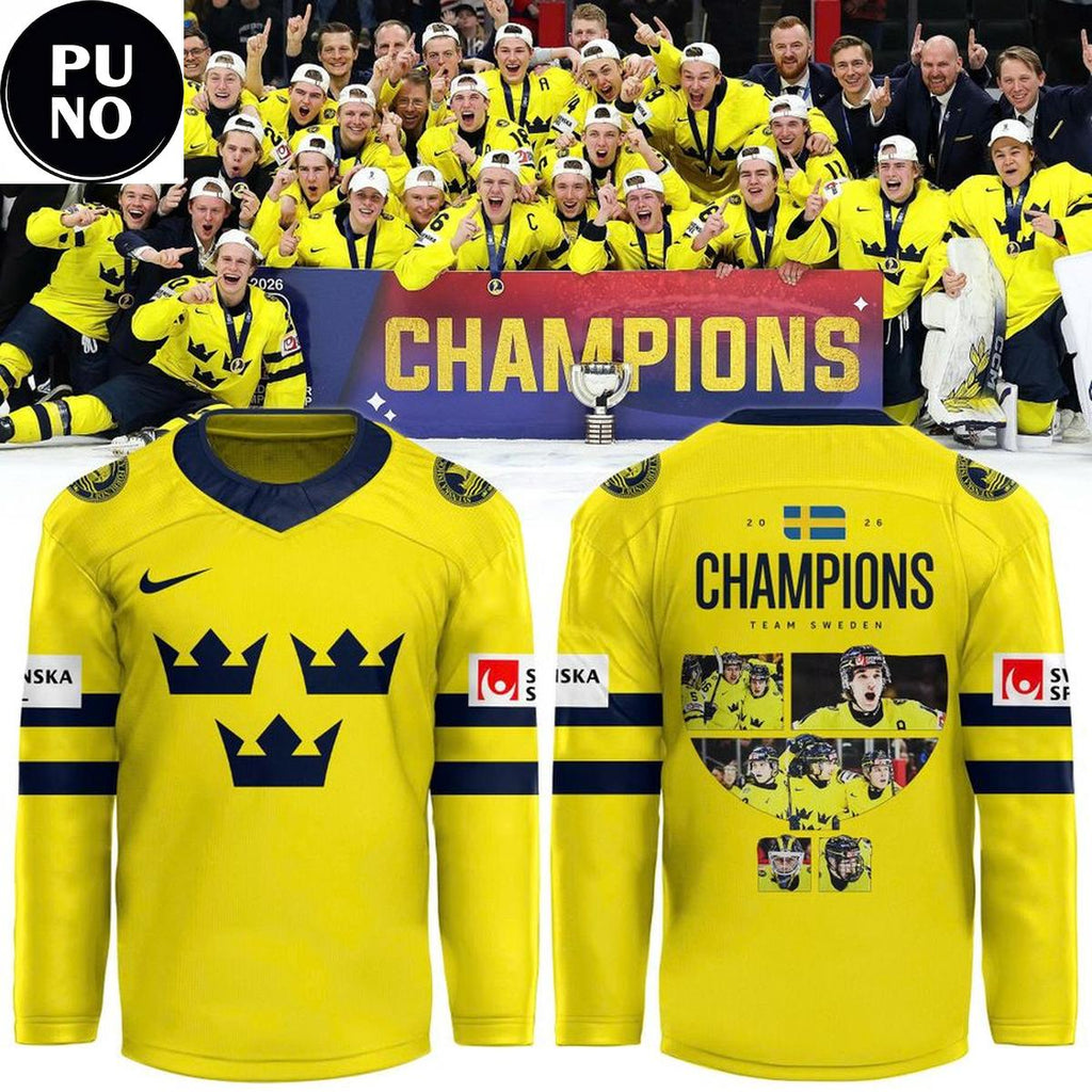 Sweden Tre Kronor 2026 IIHF World Junior Champions Hockey Jersey