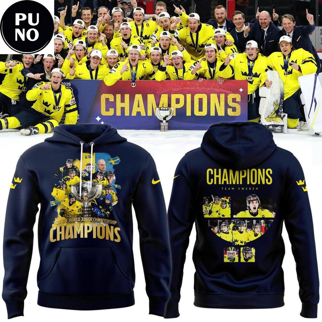 Sweden Tre Kronor 2026 IIHF World Junior Champions Hoodie T-Shirt