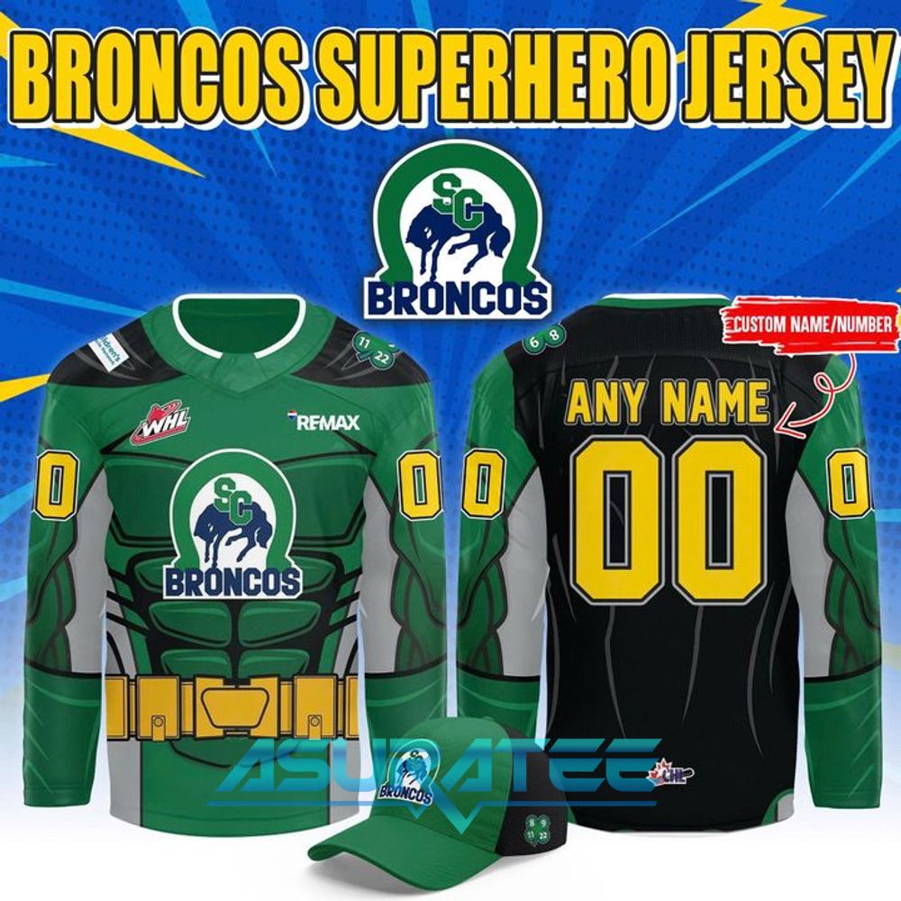 Swift Current Broncos 2026 Superhero Night Special Hockey Jersey