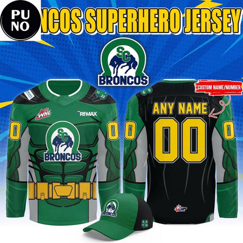 Swift Current Broncos Celebrating Superhero Night 2026 Personalized Hockey Jersey