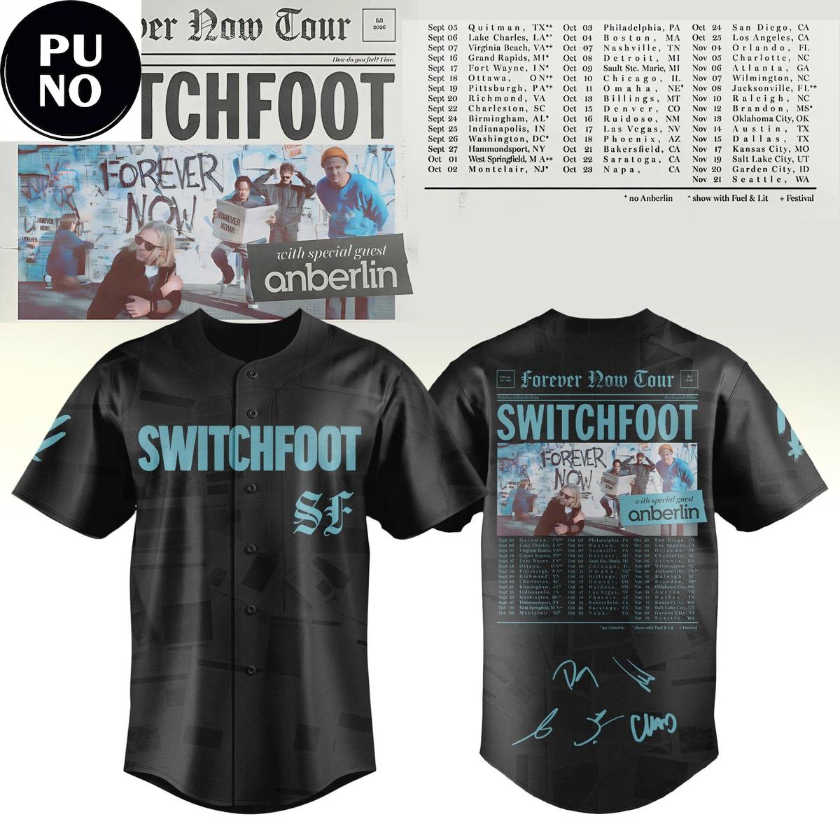 Switchfoot Forever Now Tour 2026 Baseball Jersey