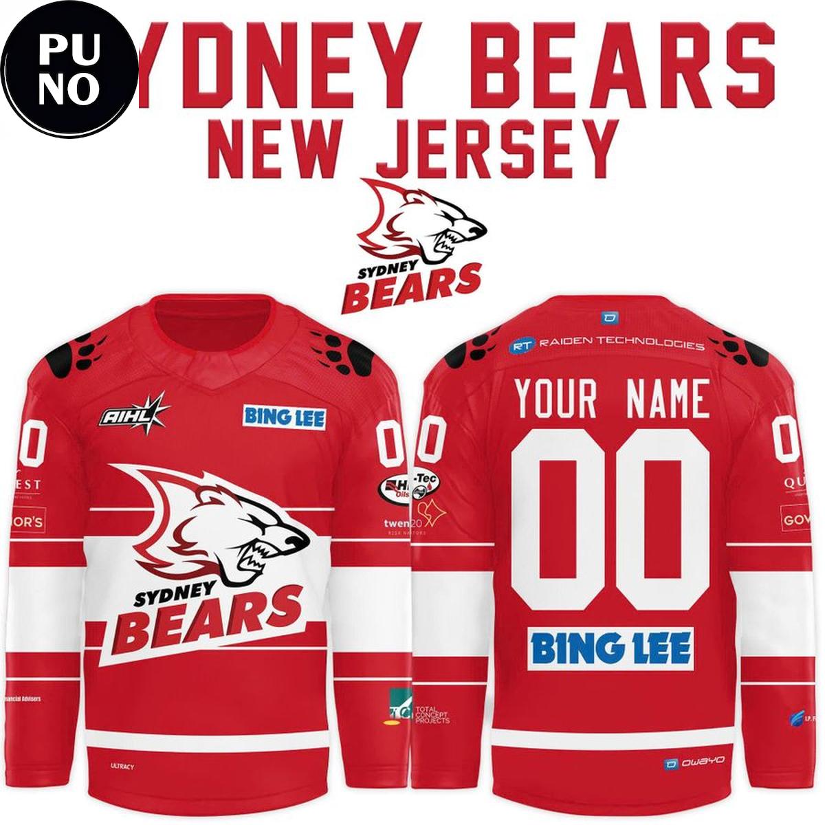 Sydney Bears 2026 New Exclusive Personalized Hockey Jersey