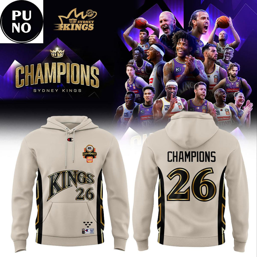 Sydney Kings 2026 NBL Champions Beige Hoodie T-Shirt
