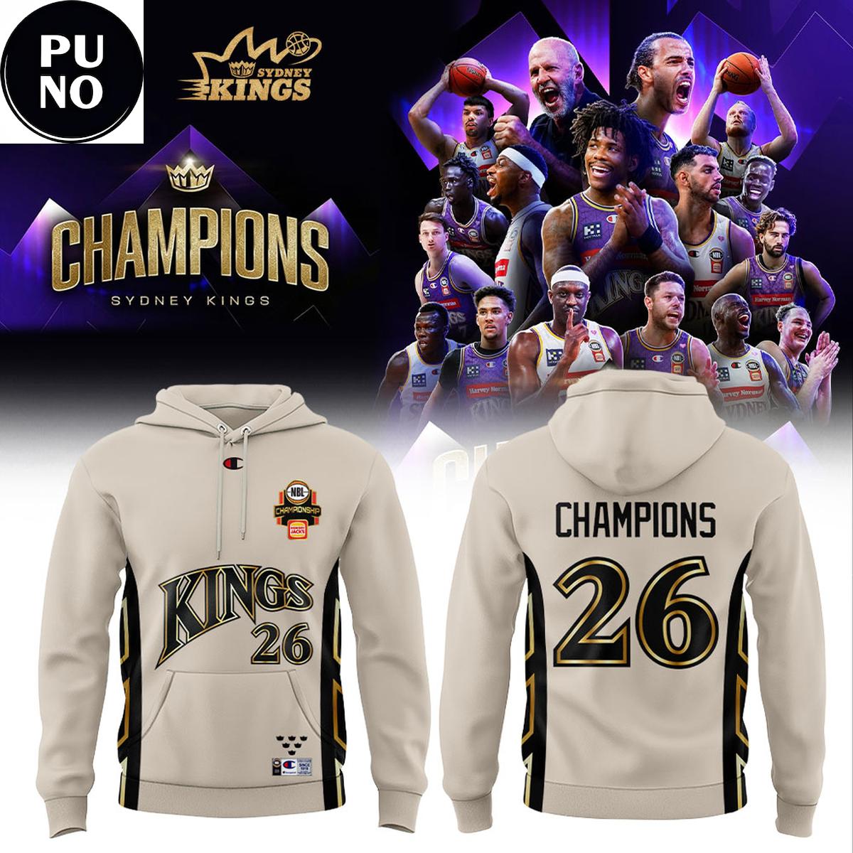 Sydney Kings 2026 NBL Champions Beige Hoodie T-Shirt