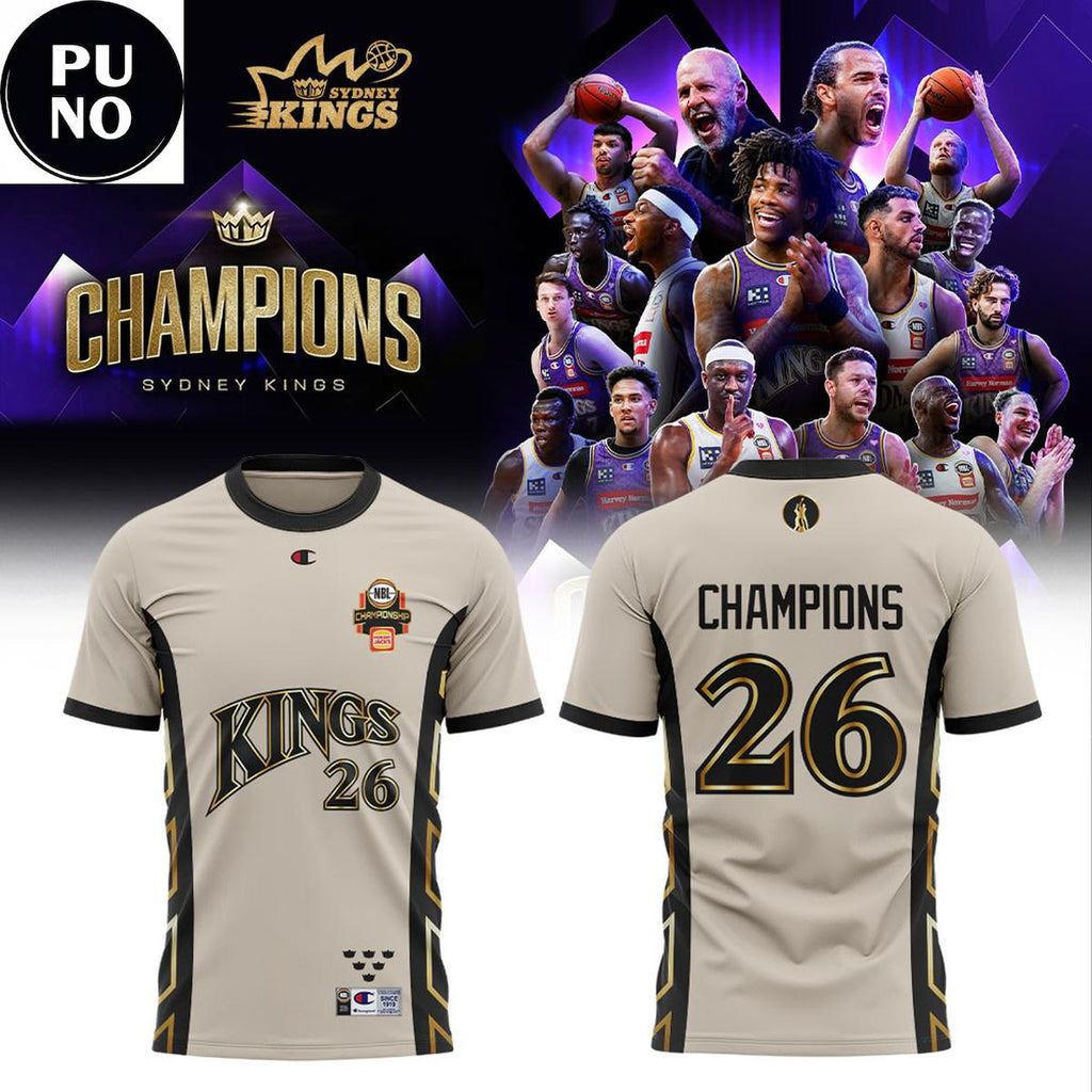 Sydney Kings 2026 NBL Champions Beige Hoodie T-Shirt