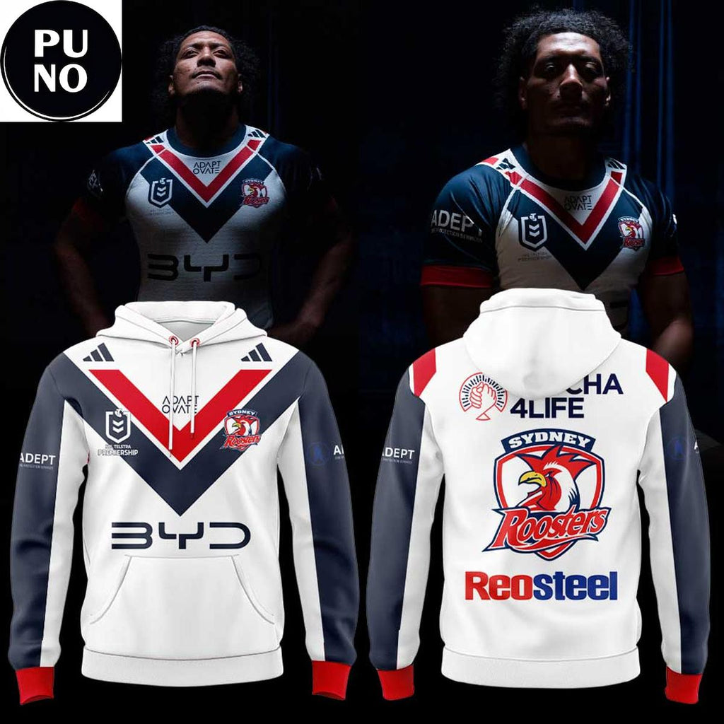 Sydney Roosters 2026 Adidas Mens Away Hoodie T-Shirt
