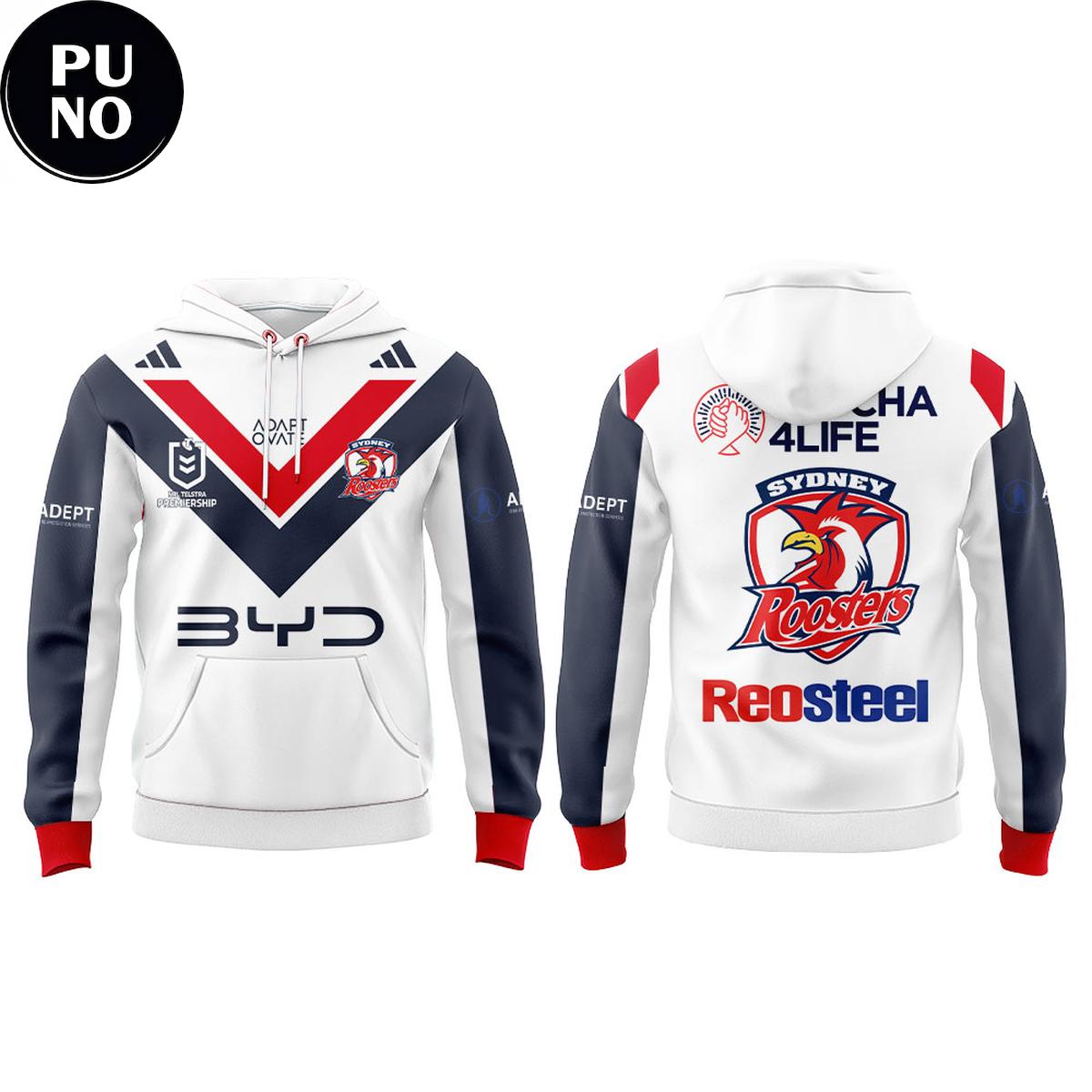 Sydney Roosters 2026 Adidas Mens Away Hoodie T-Shirt