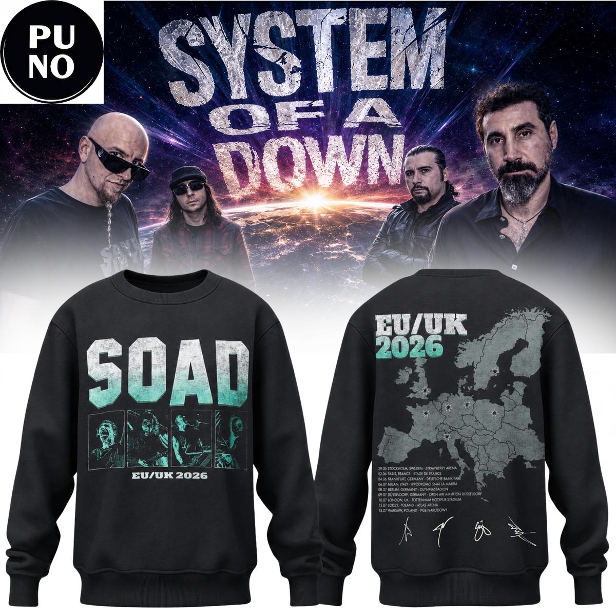 System of a Down EU/UK Tour 2026 Map Hoodie T-Shirt