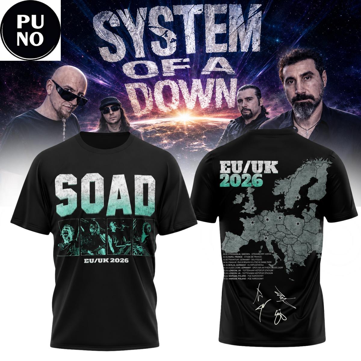System of a Down EU/UK Tour 2026 Map Hoodie T-Shirt