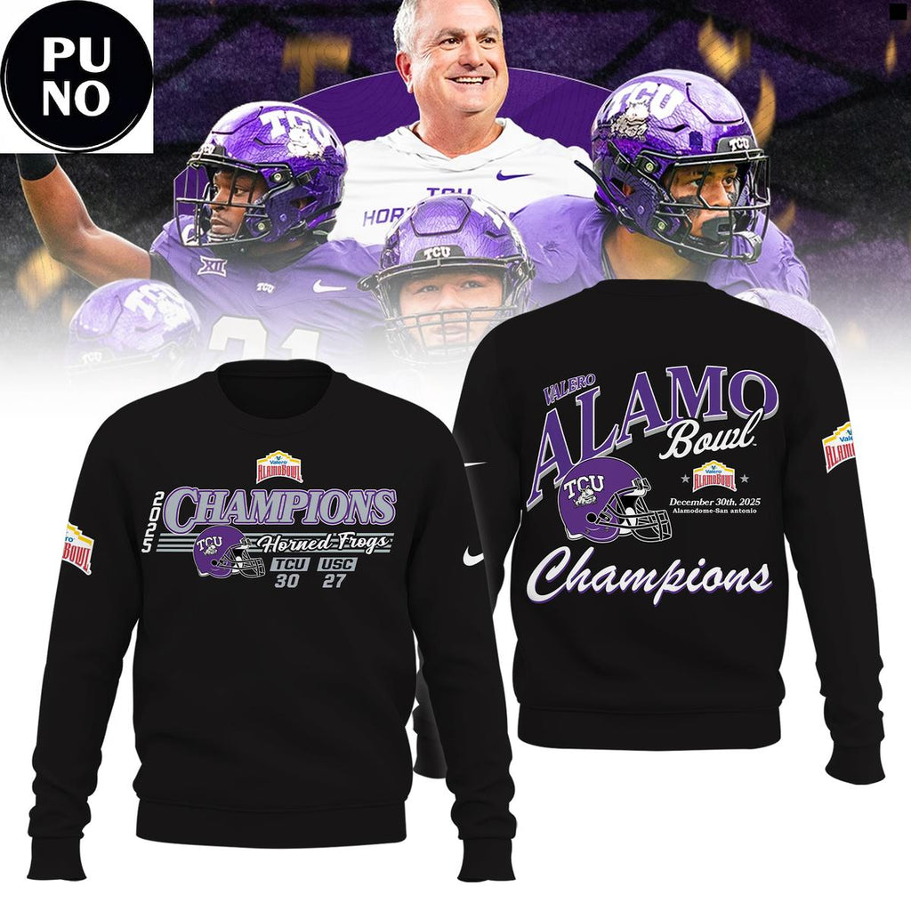 TCU Horned Frogs Football 2025 Valero Alamo Bowl Champions Hoodie Shirt
