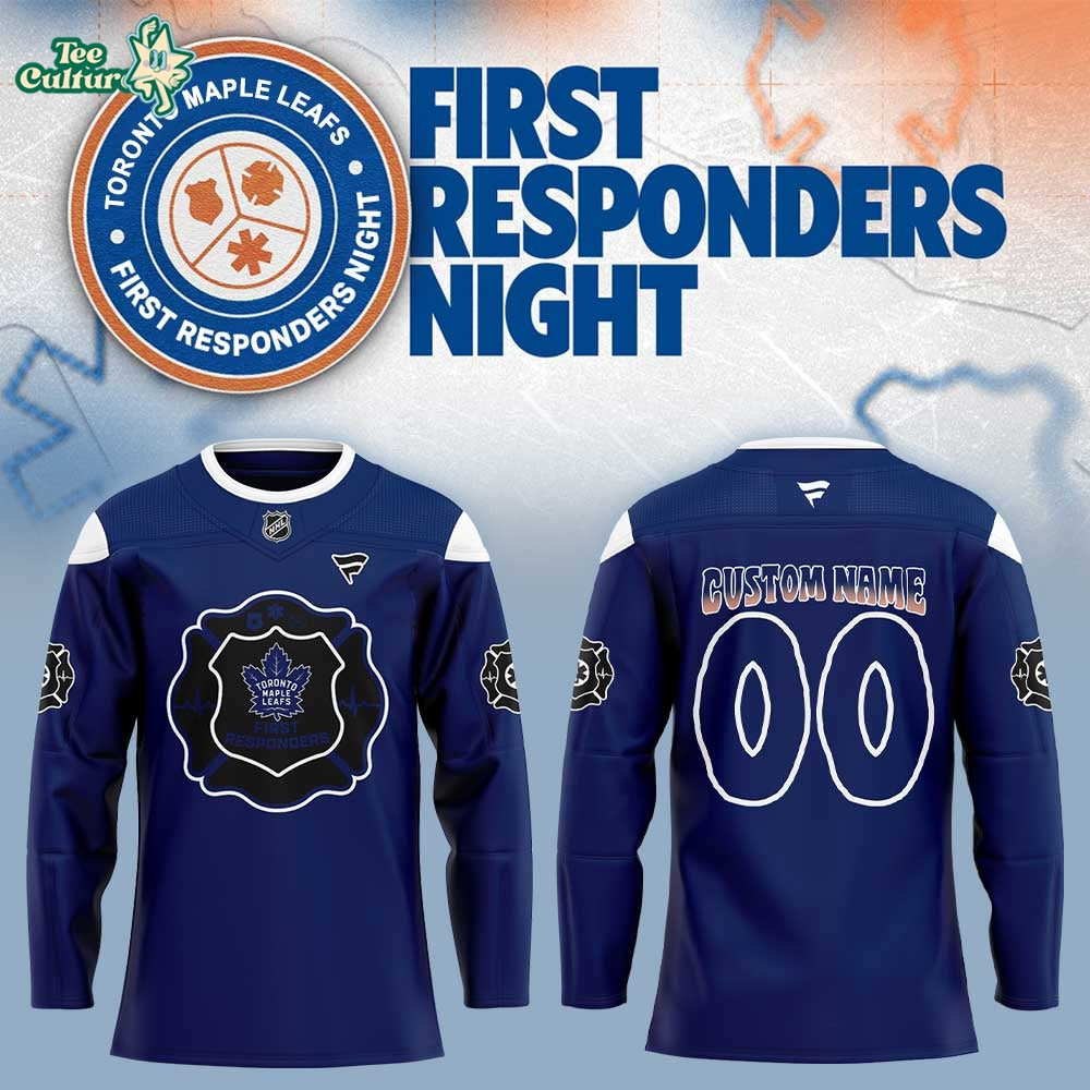 Toronto Maple Leafs First Responders Night 2026 Blue Hockey Jersey Custom Name, Number