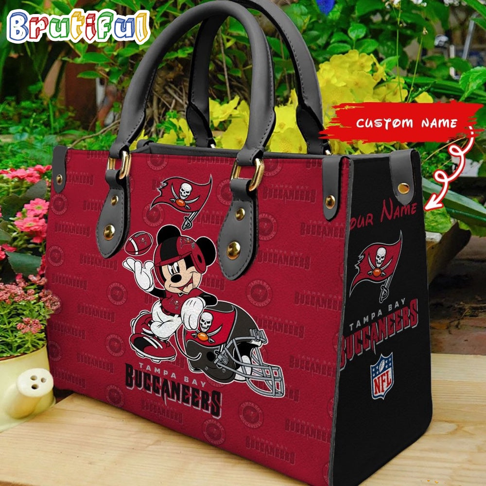 Tampa Bay Buccaneers Mickey Leather Bag Custom Name Women Bag