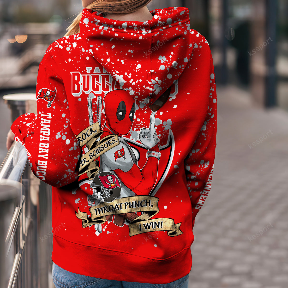 Custom NFL Tampa Bay Buccaneers Hoodie Leggings Rock Paper Scissors Throat Punch I Win Hoodie