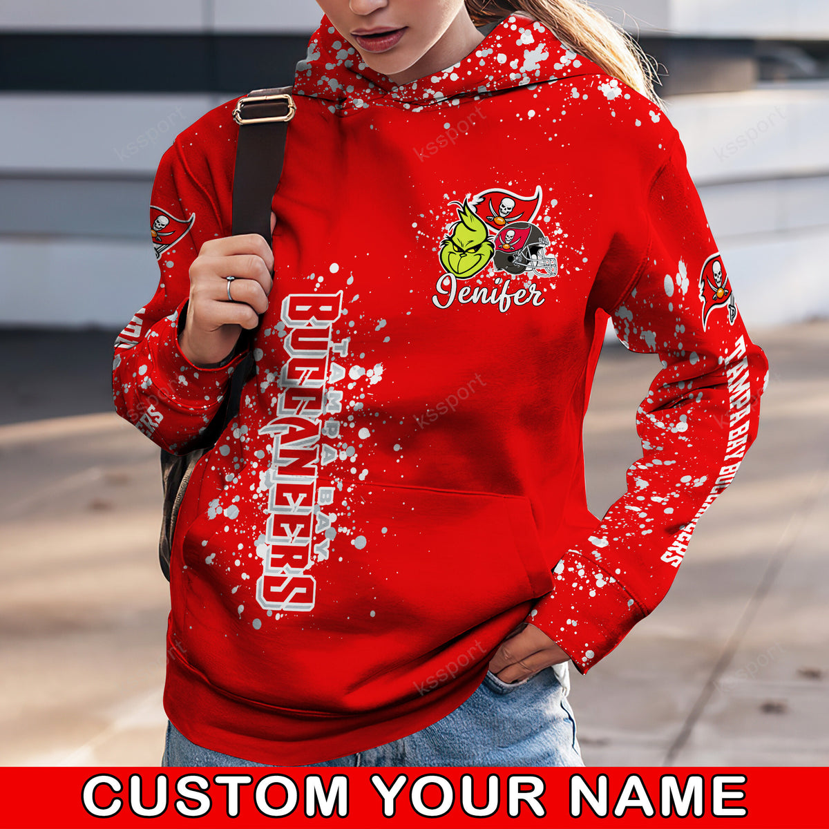 Custom NFL Tampa Bay Buccaneers Hoodie Leggings The Grinch Hoodie Rock Paper Scissors Throat Punch I Win