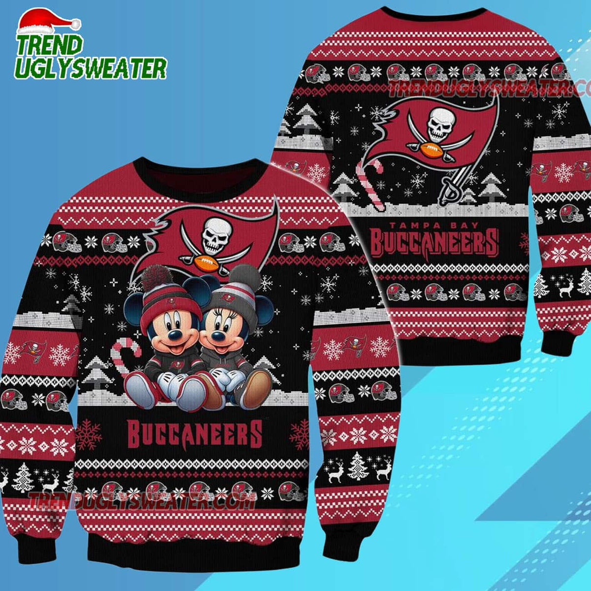 Tampa Bay Buccaneers NFL Mickey Minnie Ugly Christmas Sweater