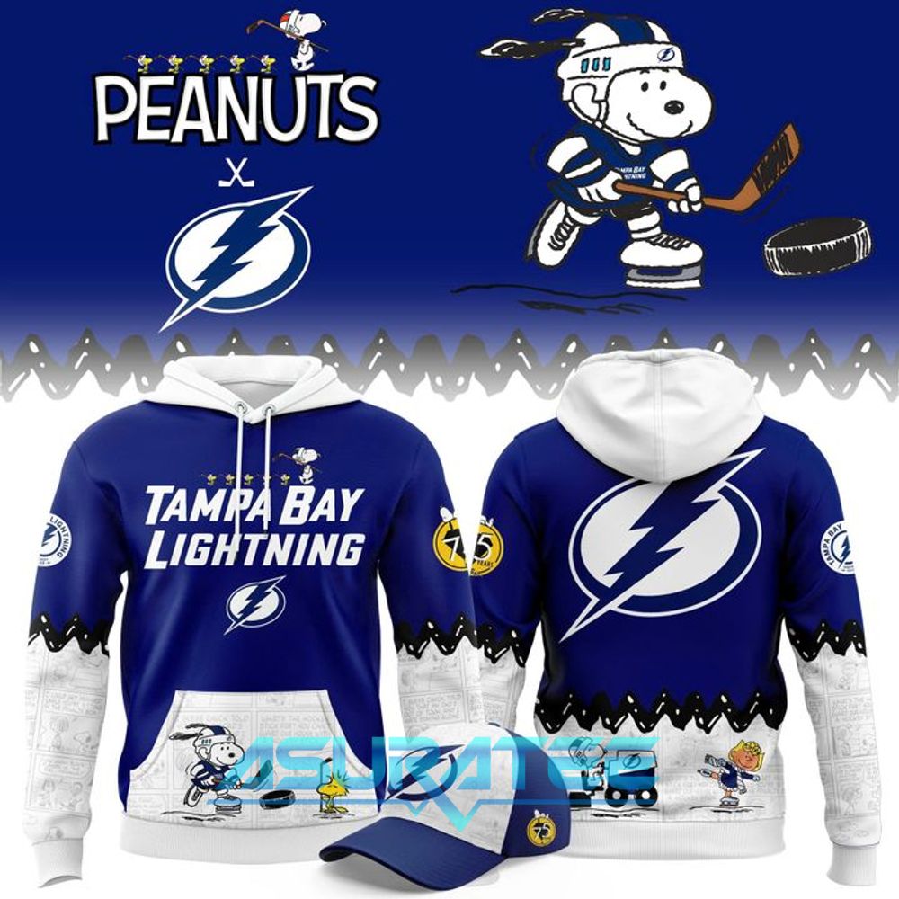 Tampa Bay Lightning ”Peanuts Night” 2026 Snoopy Special Hoodie, Cap
