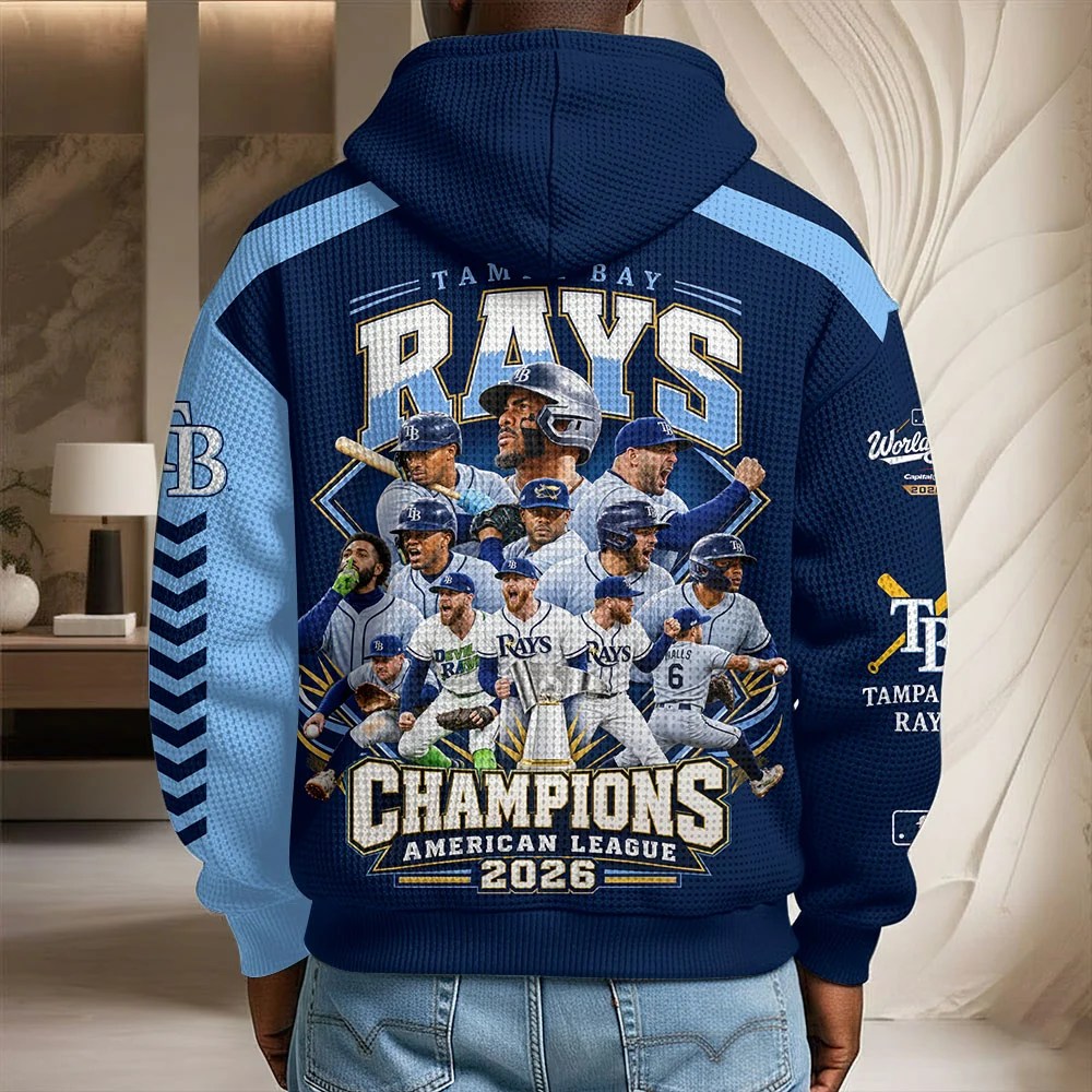 Tampa Bay Rays 2026 American League Champions 3D Unisex Waffle Hoodie – TMTHU10202