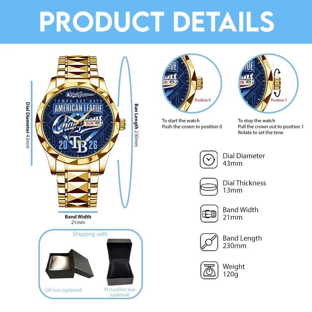 Tampa Bay Rays 2026 American League Champions Alloy Luxury Quartz Watch – TMTHU10198