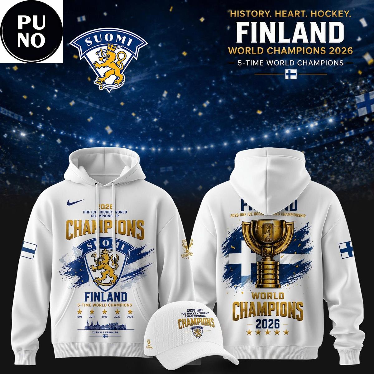 Team Finland 2026 IIHF Ice Hockey World Champions Hoodie T-Shirt