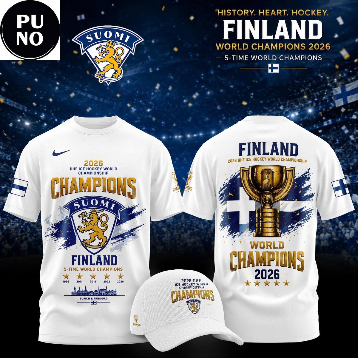 Team Finland 2026 IIHF Ice Hockey World Champions Hoodie T-Shirt