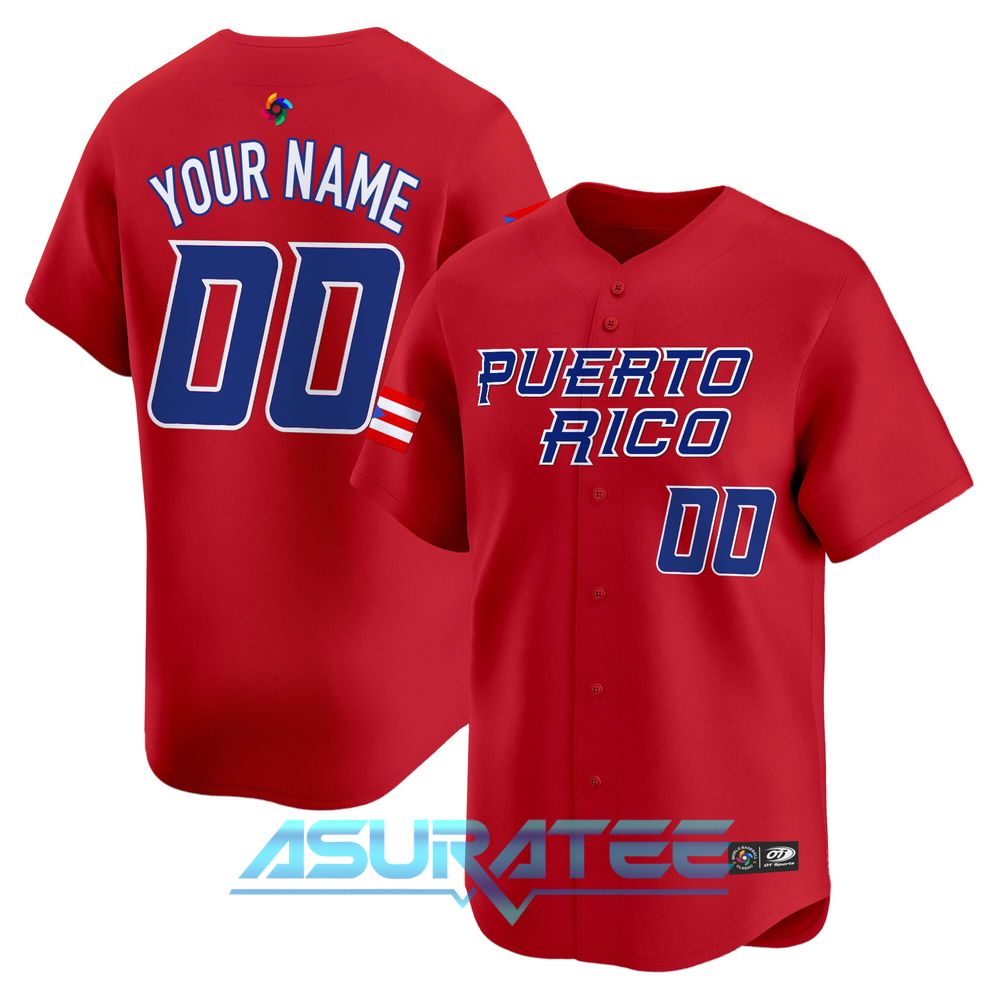 Team Puerto Rico World Baseball Classic 2026 Custom Name Baseball Jersey